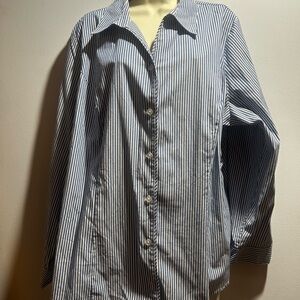 Blue and White Striped Blouse